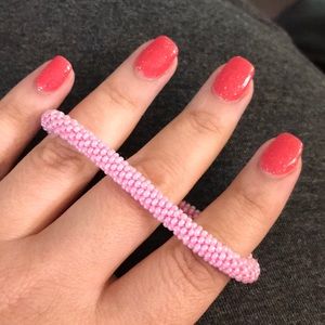 Sashka Co Glass Beaded Roll-On Bracelet Light Pink